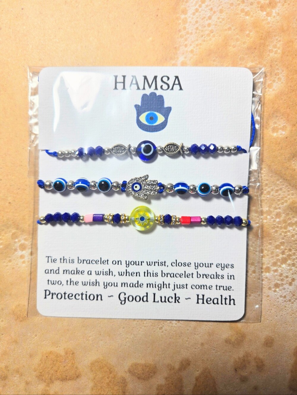 Blue Evil Eye & Hamsa Beaded Bracelet Stack - Women Jewelry